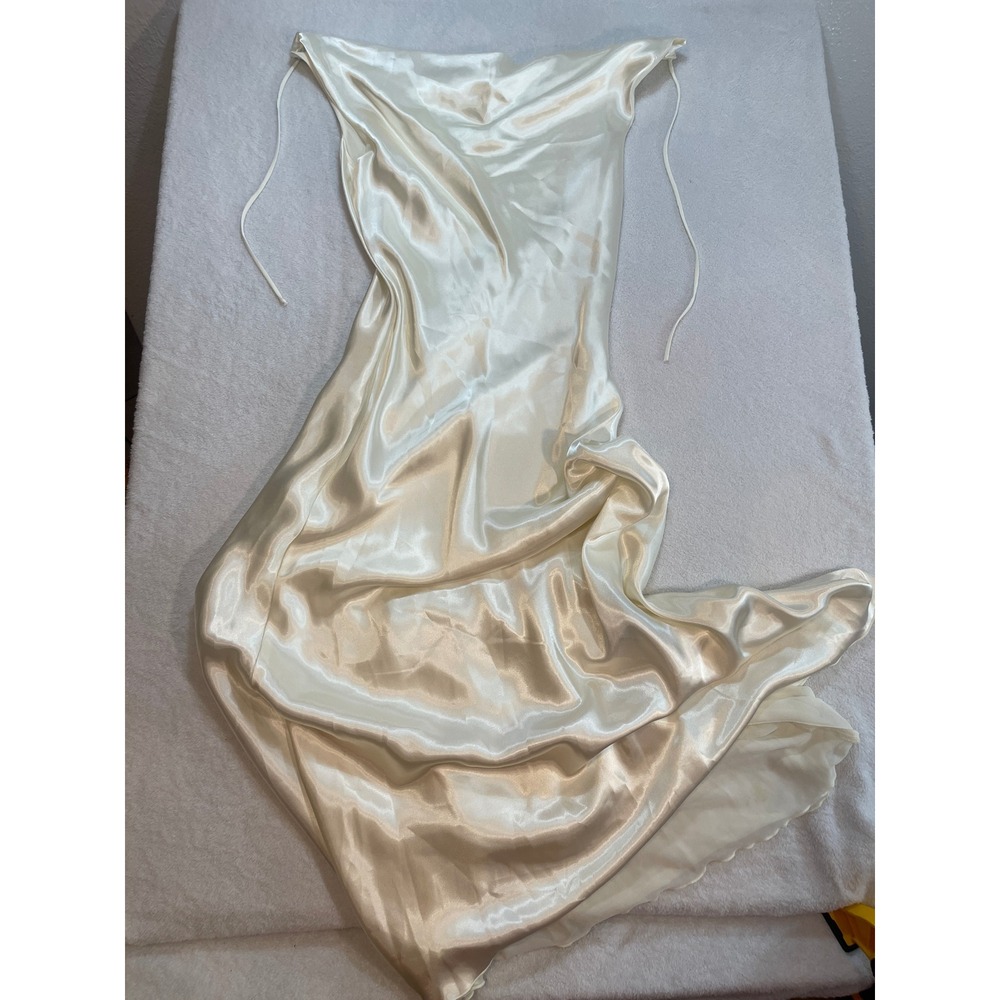 Teeze Me Cream Satin Cowl Neck Maxi Dress Champagne Formal Size 11 Style 173631